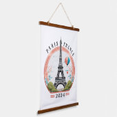 Tapisserie Suspendue Paris France 2024 Trapeaux, Tour Eiffel (Angulaire)