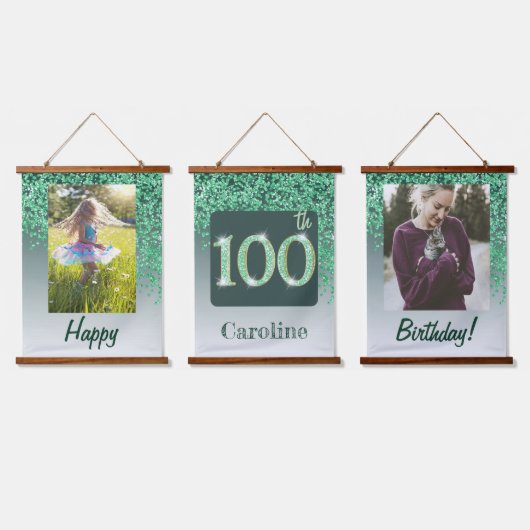 Tapisserie Suspendue Parties scintillant verte décorative 2 Photos 100e (Tripler)