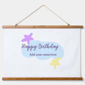 Tapisserie Suspendue Pastel blue clouds stars purple happy birthday nam (Devant)
