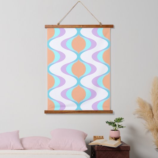 Tapisserie Suspendue Pastel Violet Orange Aqua Blue Ogee White Waves (Chambre à coucher)