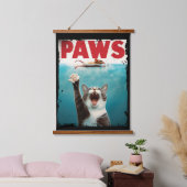Tapisserie Suspendue PAWS Chat Souris Parodie De L'Affiche De Film Jaws (Chambre à coucher)