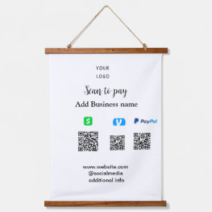 Tapisserie Suspendue Paypal Cashapp venmo scan pour payer QR ajouter un