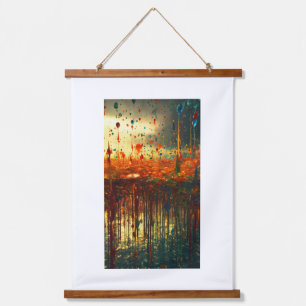 Tapisserie Suspendue Paysage abstrait moderne en bois suspendu au mur