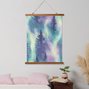 Tapisserie Suspendue Paysage auroral Motif forestier