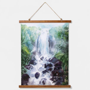 Tapisserie Suspendue Paysage de cascade bruyante aquarelle peinture