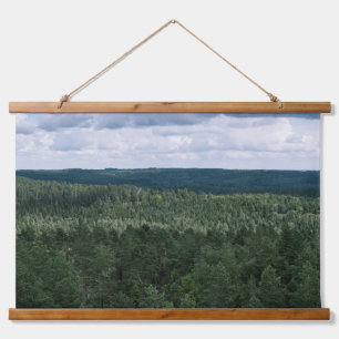 Tapisserie Suspendue Paysage de forêt et de nuages au-dessus des arbres