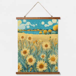 Tapisserie Suspendue Paysage de tournesol en style Van Gogh