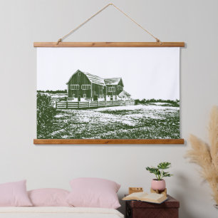 Tapisserie Suspendue Paysage rural maison de ferme de style coupe