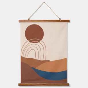Tapisserie Suspendue Paysage soleil bohème arc-en-ciel Terracotta Beige