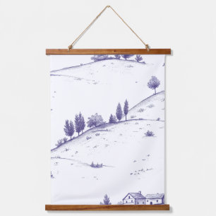 Tapisserie Suspendue Paysage Toile Bleue Vintage
