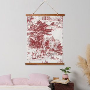 Tapisserie Suspendue Paysage Toile Rouge Vintage