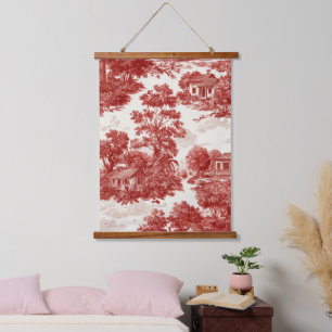 Tapisserie Suspendue Paysage Toile Rouge Vintage Motif Nature
