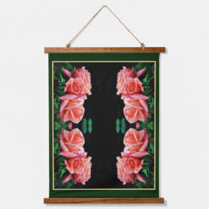 Tapisserie Suspendue Peach Rose Trio Abstrait Floral Art