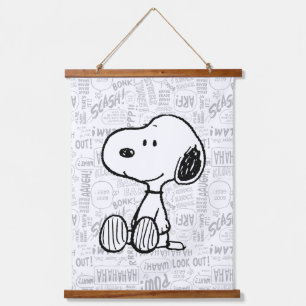Tapisserie Suspendue PEANUTS   Snoopy on Black White Comics