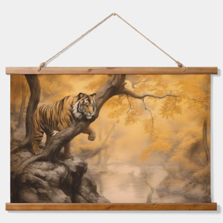 Tapisserie Suspendue Peinture à l'huile d'ocre de la faune - Tigre en a