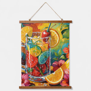 Tapisserie Suspendue Peinture à l'huile Impasto de Cocktail Tropical d'