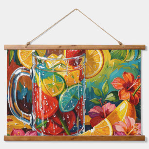 Tapisserie Suspendue Peinture à l'huile Impasto de Cocktail Tropical d'
