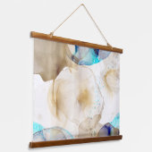 Tapisserie Suspendue Peinture Abstraite d'art fluide en or bleu (Angulaire)