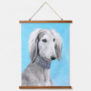 Tapisserie Suspendue Peinture de Saluki (Argent) - Joli art original de