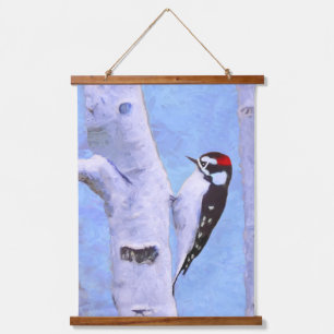 Tapisserie Suspendue Peinture Downy Woodpecker - Art original pour oise