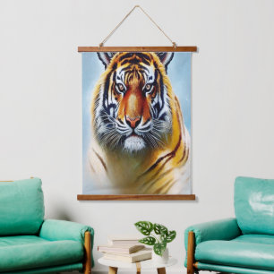 Tapisserie Suspendue Peinture faciale de tigre - Artwork de faune frapp