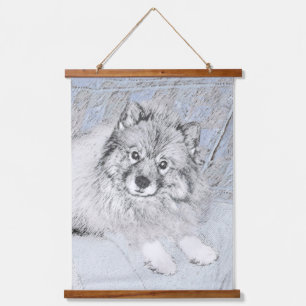 Tapisserie Suspendue Peinture Keeshond Beth - Joli art original chien