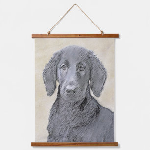 Tapisserie Suspendue Peinture Retriever à revêtement plat - Art Chien o