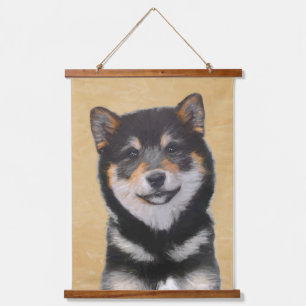 Tapisserie Suspendue Peinture Shiba Inu (Noir et Tan) - Art Chien