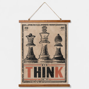 Tapisserie Suspendue Pensez à Chess Art Vintage Stratégie de Wabi Sab