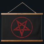 Tapisserie Suspendue Pentagram Red Devil<br><div class="desc">Pentagramme rouge,  inversé,  texturé en cercle,  sur arrière - plan noir. Symbole occulte 666</div>