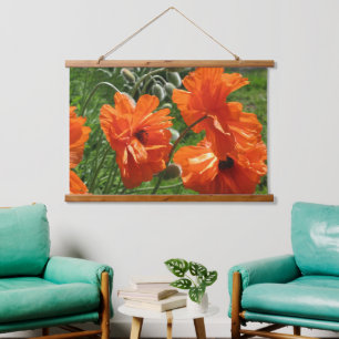 Tapisserie Suspendue Pépites orientales orange Cadre en bois
