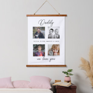 Tapisserie Suspendue Père avec enfants Famille Papa Photo Collage