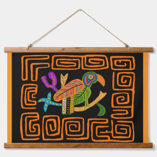 Tapisserie Suspendue Perroquet tropical Mola Indien Kuna