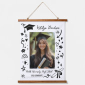 Tapisserie Suspendue Personalized Doodle Graduation Keepsake Photo (Recto)
