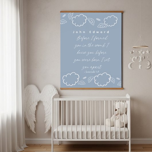 Tapisserie Suspendue Personalized Name Cloud Jeremiah 1:5 Nursery 