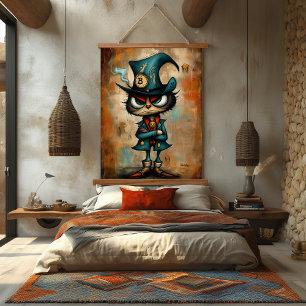 Tapisserie Suspendue Personnage Bitcoin Steampunk Excentrique Artistiqu