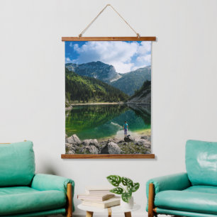 Tapisserie Suspendue Personne au lac de montagne