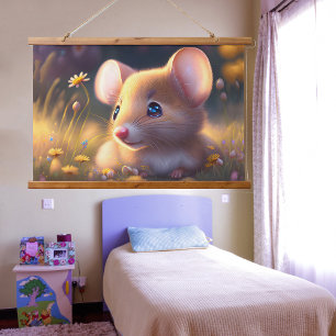 Tapisserie Suspendue Petite souris dans une prairie fleurie
