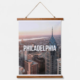 Tapisserie Suspendue Philadelphie Skyline Vue aérienne Typographie Urba