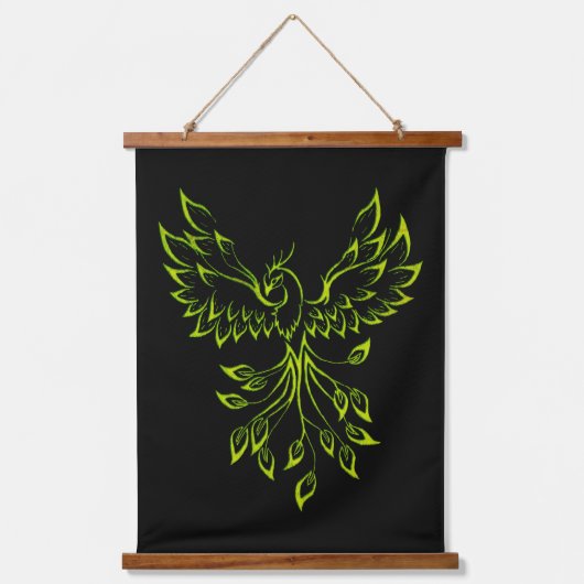 Tapisserie Suspendue Phoenix vert se lève sur le noir (Recto)