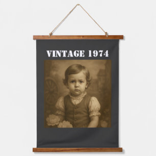 Tapisserie Suspendue Photo d'enfance personnalisée et année Vintage per