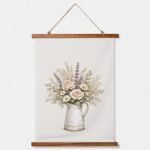 Tapisserie Suspendue Pichet Floral Rustique