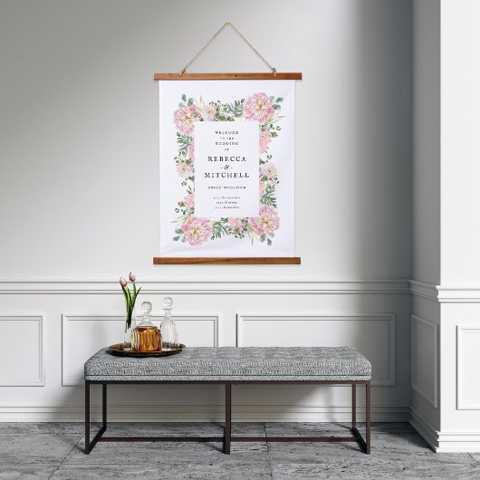 Tapisserie Suspendue Pierres blanches Hydrangea Eucalyptus Mariage Bien