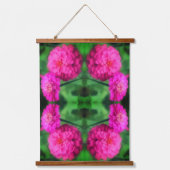 Tapisserie Suspendue Pink Zinnia Flower Pair Abstract Pattern (Recto)