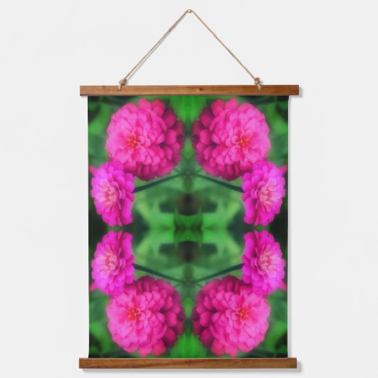 Tapisserie Suspendue Pink Zinnia Flower Pair Abstract Pattern  (Recto)
