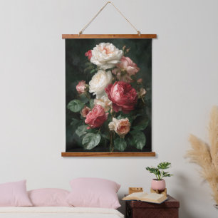 Tapisserie Suspendue Pivoines rouges roses blanches Aquarelle florale F