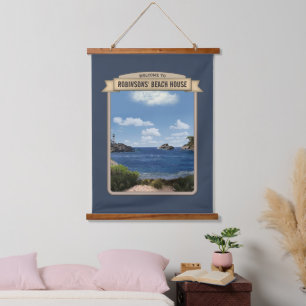 Tapisserie Suspendue Plage Maison personnalisable Bois tressé Tapisseri