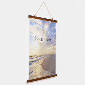 Tapisserie Suspendue Plage Vibes Ocean Waves Sunset Wood Scroll Bannièr (Angulaire)