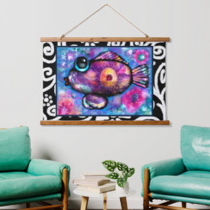 Tapisserie Suspendue Plage Whimsical Abstrait Poisson Plage Nautique Tu