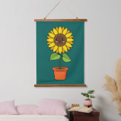 Tapisserie Suspendue Plante de tournesol Kawaii dans un pot (Chambre à coucher)